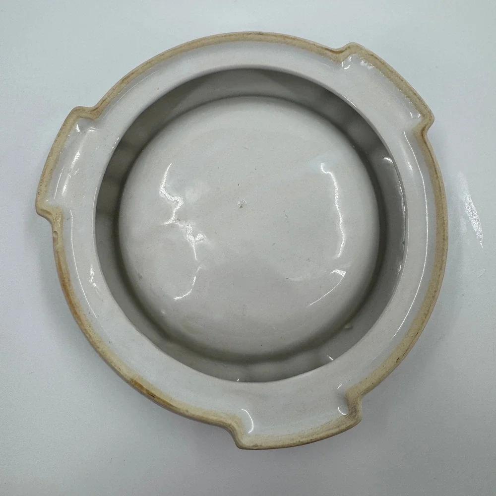 Vintage Gewerbebank Bank Fur Alle Ceramic Ashtray‎ White Green Collectible